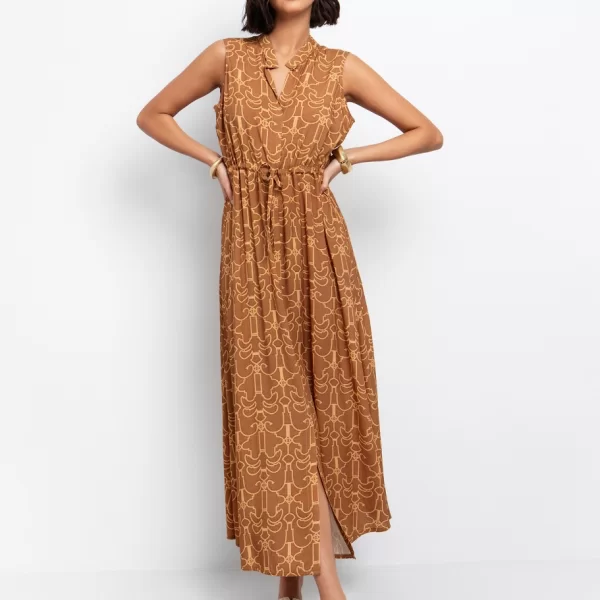 Αμάνικο φόρεμα αφηρημένο print - ΕΜΠΡΙΜΕ