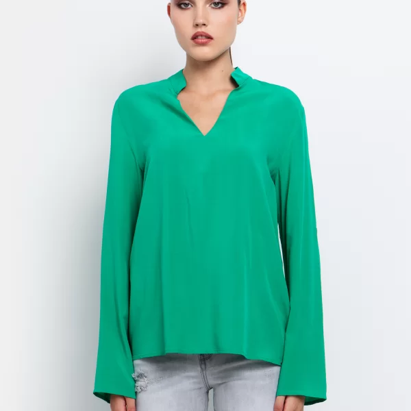 Viscose μπλούζα με V - ΠΡΑΣΙΝΟ