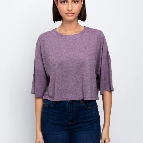 Ριχτή μπλούζα σε κοντό μήκος - ΡΟΖ