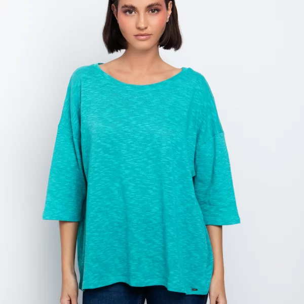 Ριχτή μπλούζα ανάγλυφη - ΜΕΝΤΑ