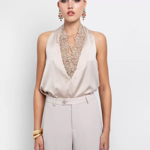 Satin τοπ με δαντέλα - ΑΜΜΟΣ