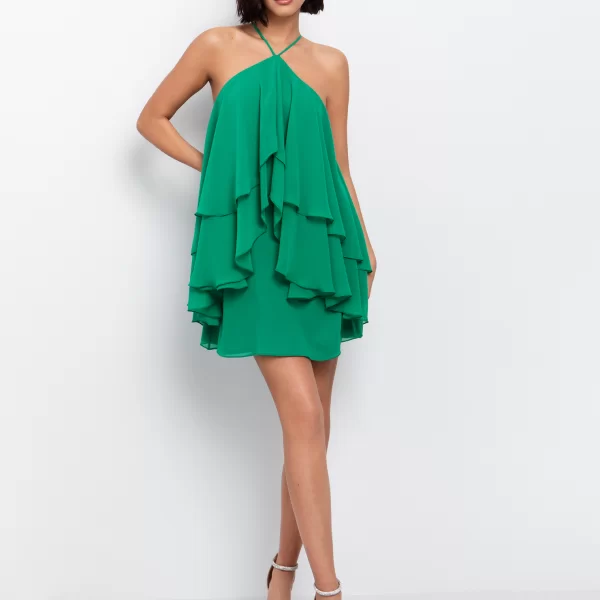 Halter φόρεμα με βολάν - ΠΡΑΣΙΝΟ