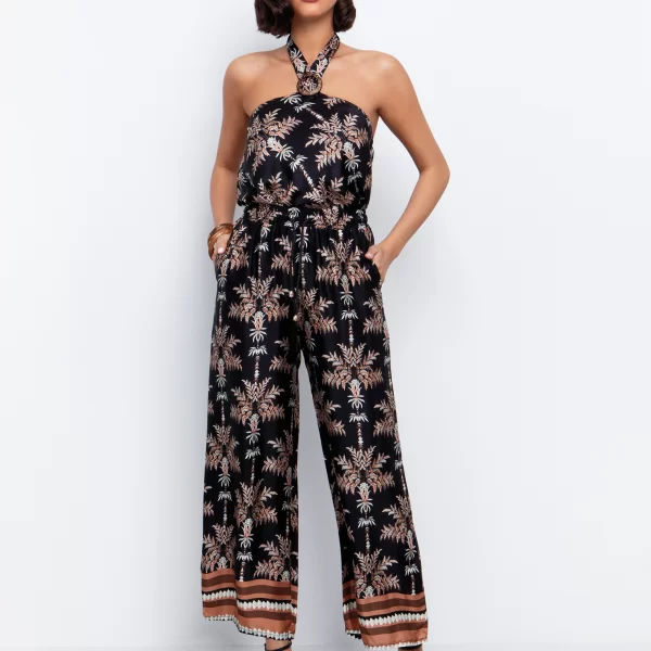 Σατινέ εμπριμέ παντελόνι με κορδόνι - ΕΜΠΡΙΜΕ