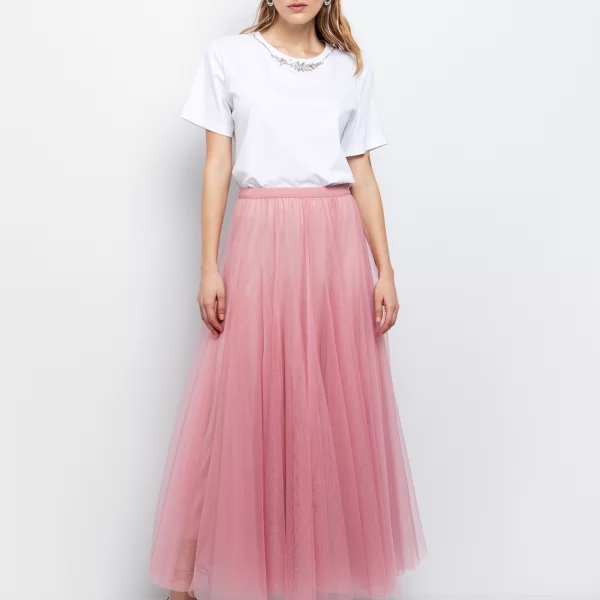 Ankle length φούστα από τούλι - ΡΟΖ
