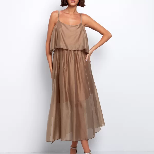 Midi φόρεμα με βολάν - ΚΑΦΕ