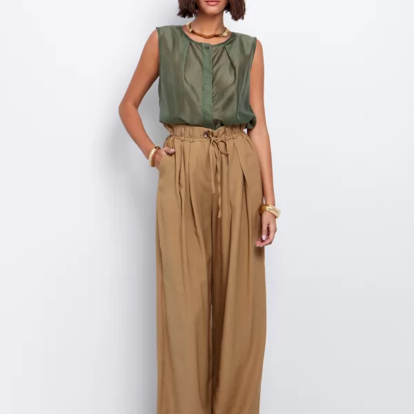 Αμάνικο πουκάμισο με πατιλέτα - ΧΑΚΙ