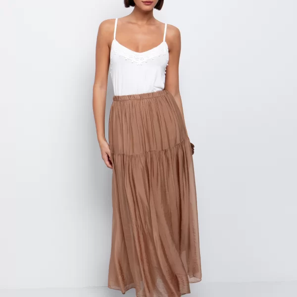 Ασύμμετρο τοπ με broderie - ΥΠΟΛΕΥΚΟ