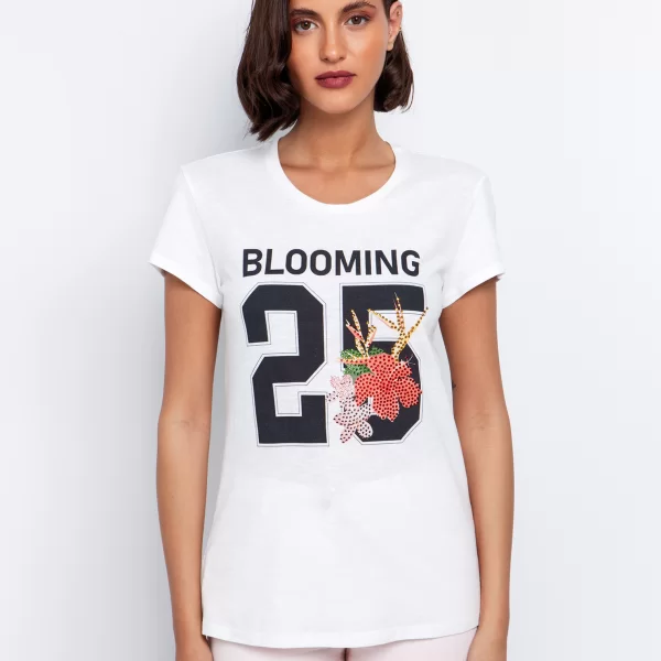 Τ-shirt με στάμπα αριθμός - ΥΠΟΛΕΥΚΟ