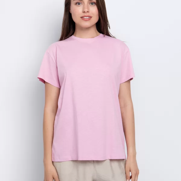 T-shirt με στρογγυλή λαιμόκοψη - ΡΟΖ