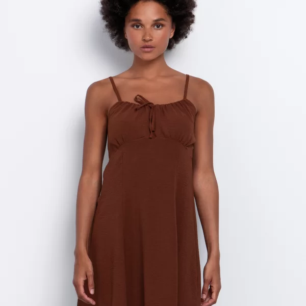 Φόρεμα με κορδόνι & σούρα - ΚΑΦΕ