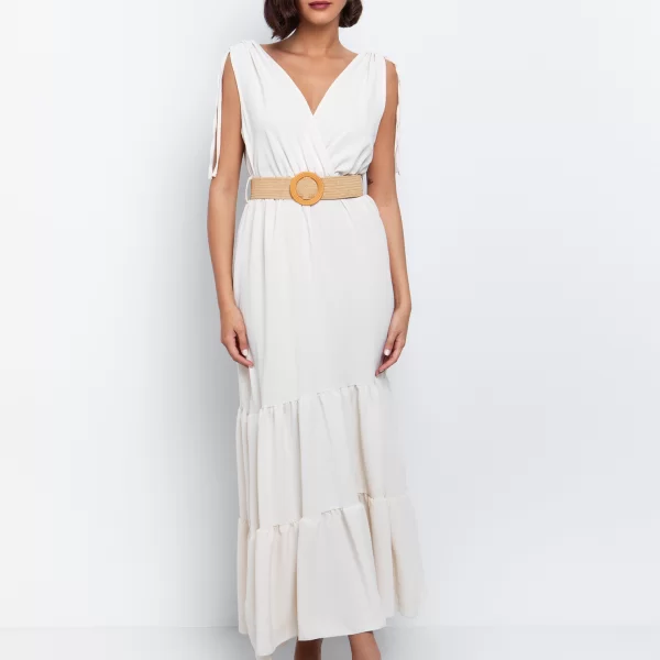 Φόρεμα με κορδόνια & ζώνη - ΜΠΕΖ