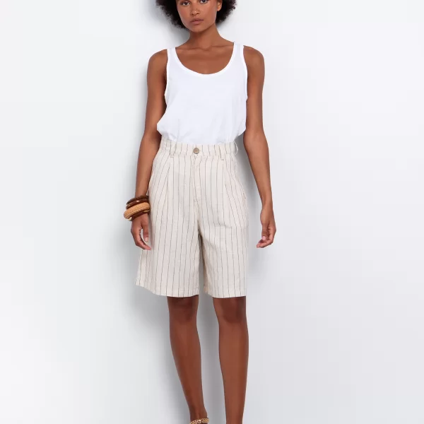 Ριγέ βερμούδα με μείγμα από λινό - ΡΙΓΕ