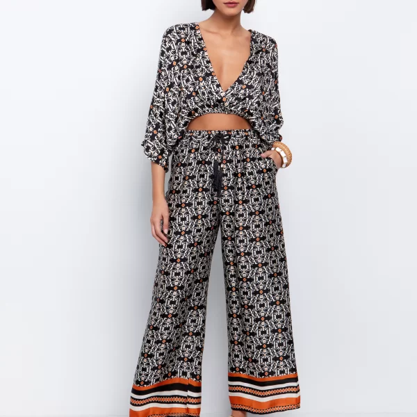 Εμπριμέ παντελόνι με κορδόνια - ΕΜΠΡΙΜΕ