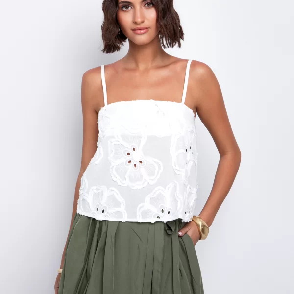 Broderie τοπ - ΛΕΥΚΟ