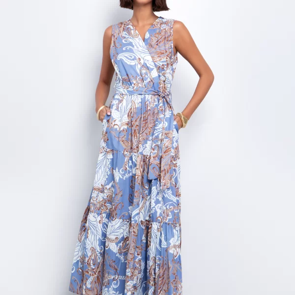 Εμπριμέ φόρεμα με ζώνη & τσέπες - ΕΜΠΡΙΜΕ