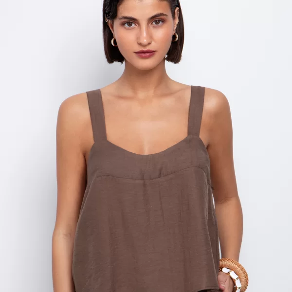 Μπλούζα από μείγμα βισκόζης & λινού - ΣΟΚΟΛΑ