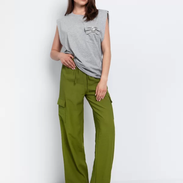 Μπλούζα με φιόγκο & κρύσταλλα - ΜΕΛΑΝΖΕ ΓΚΡΙ