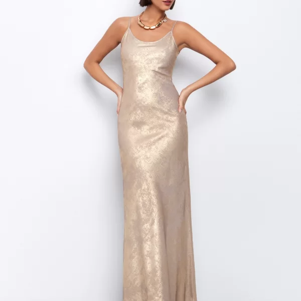 Maxi φόρεμα foil όψη - ΧΡΥΣΟ