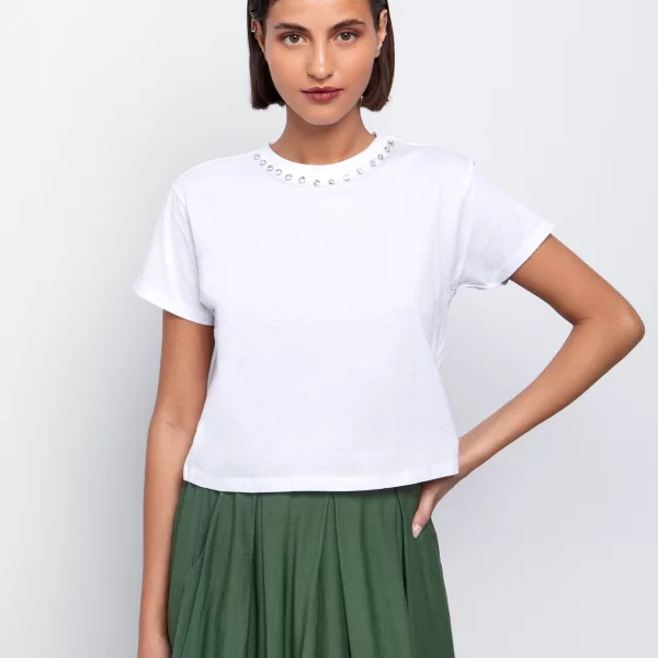 T-shirt με πέτρες - ΛΕΥΚΟ