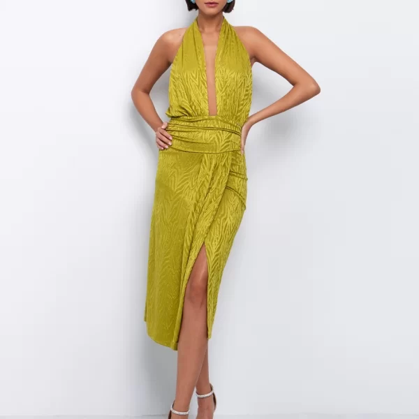 Halter φόρεμα ζακάρ - ΛΑΔΙ