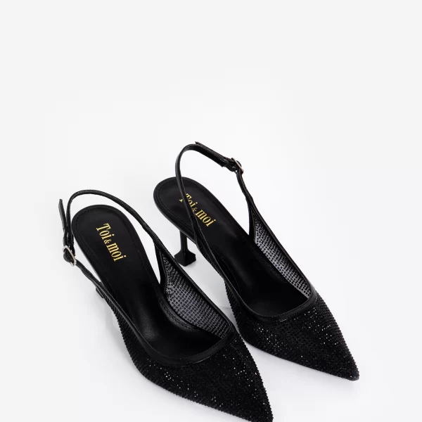 Εξώφτερνη γόβα με πέτρες - ΜΑΥΡΟ