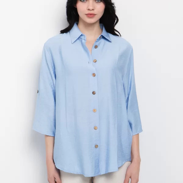 Mακρύ πουκάμισο σε ριχτή γραμμή - ΑΝΟΙΧΤΟ ΜΠΛΕ