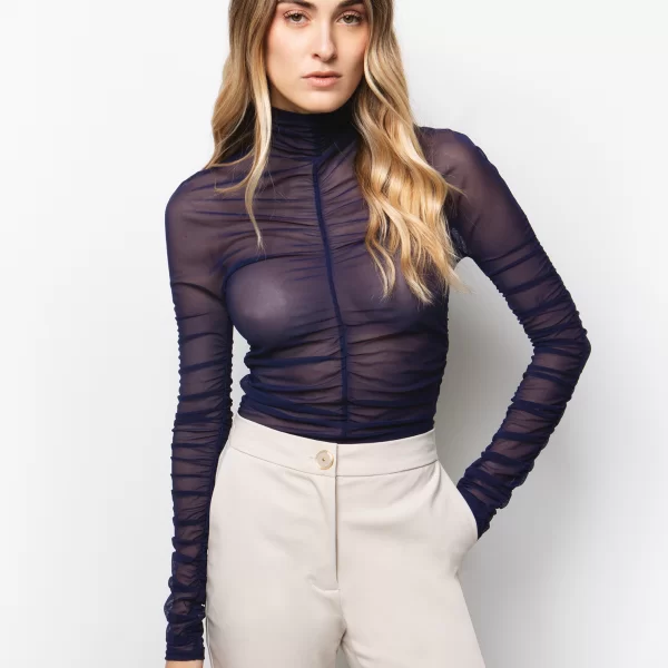 Τulle τοπ με σούρες - ΜΠΛΕ