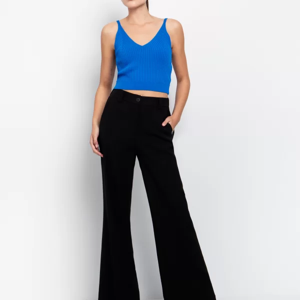 Flare παντελόνι με τσέπες - ΜΑΥΡΟ