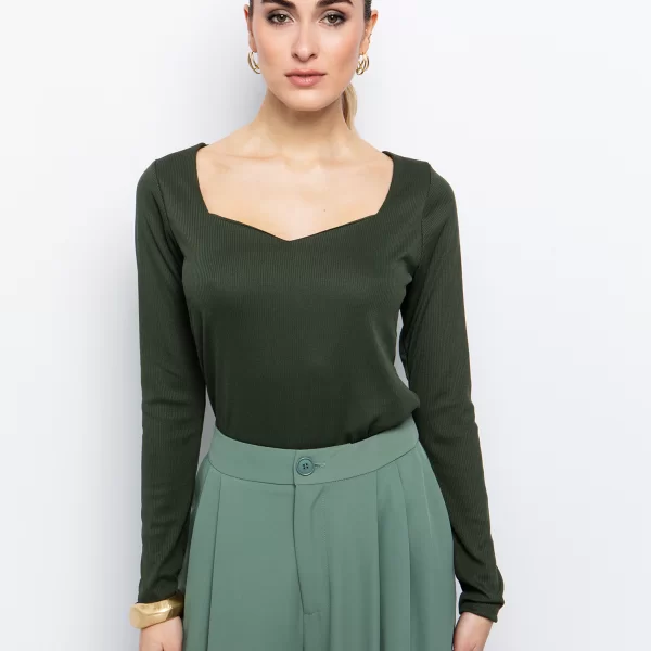 Rib top τετράγωνη λαιμόκοψη - ΧΑΚΙ