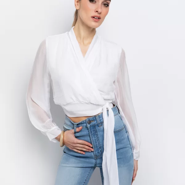 Δετή μπλούζα κρουαζέ - ΥΠΟΛΕΥΚΟ