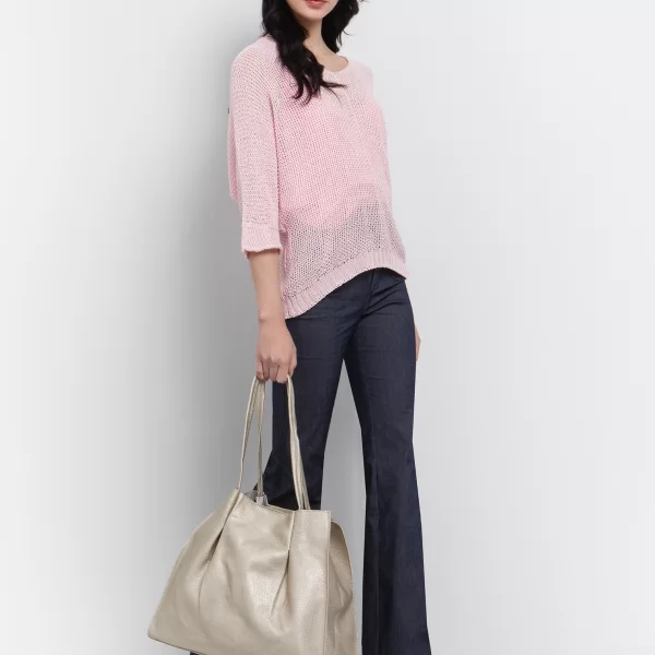 Μπλούζα με διάτρητη πλέξη - ΡΟΖ