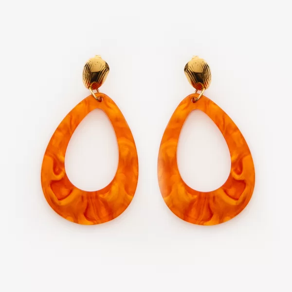 Γεωμετρικά σκουλαρίκια ρητίνη - ΠΟΡΤΟΚΑΛΙ