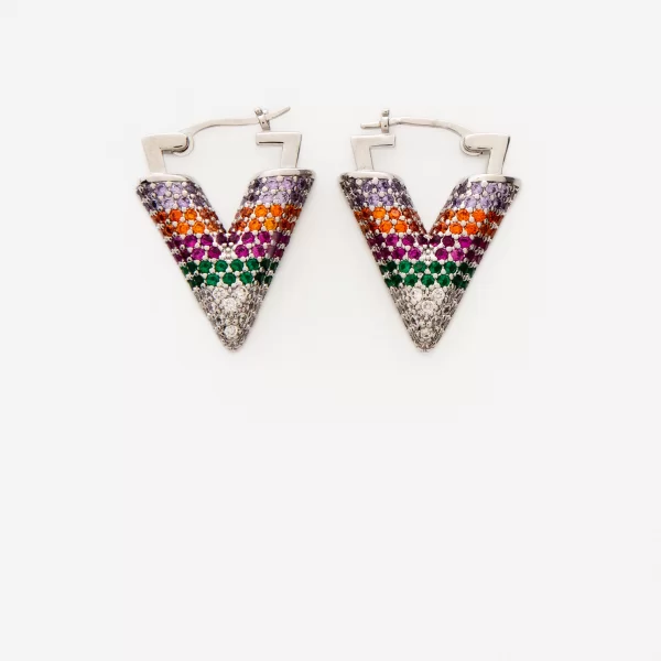 Σκουλαρίκια κρίκοι με στρας - ΑΣΗΜΙ