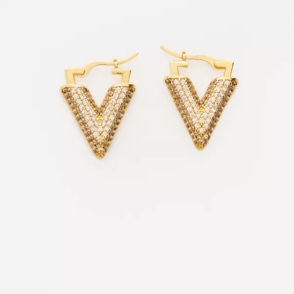 Σκουλαρίκια κρίκοι με στρας - ΧΡΥΣΟ