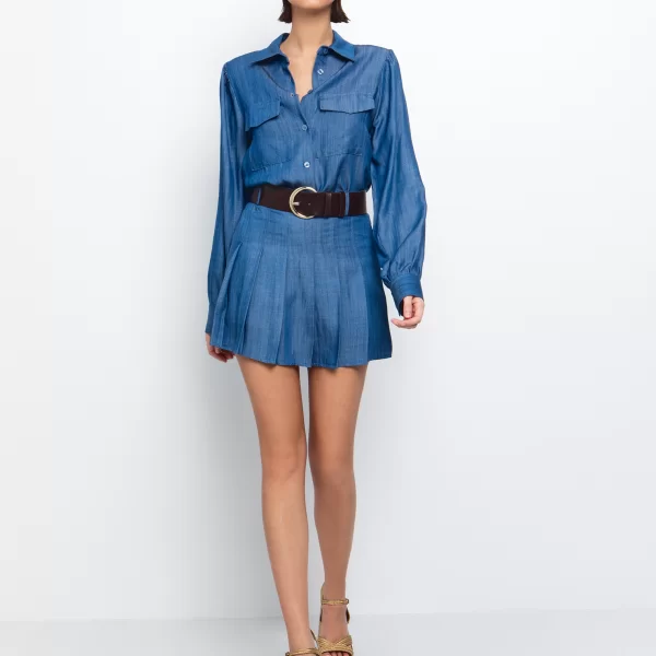 Skater φούστα με πιέτες - ΜΕΣΑΙΟ ΜΠΛΕ