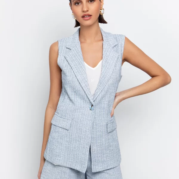 Tweed γιλέκο lurex - ΑΝΟΙΧΤΟ ΜΠΛΕ