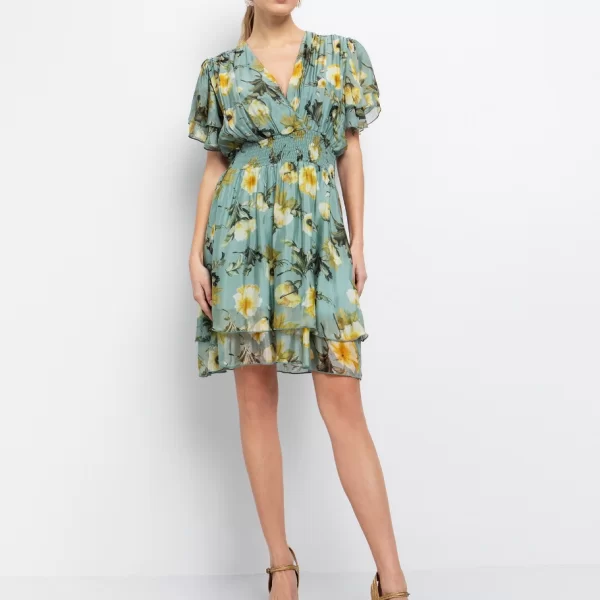 Εμπριμέ φόρεμα με βολάν - ΕΜΠΡΙΜΕ