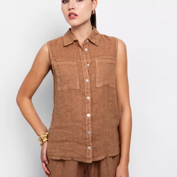 Αμάνικο πουκάμισο λινό - ΚΑΦΕ