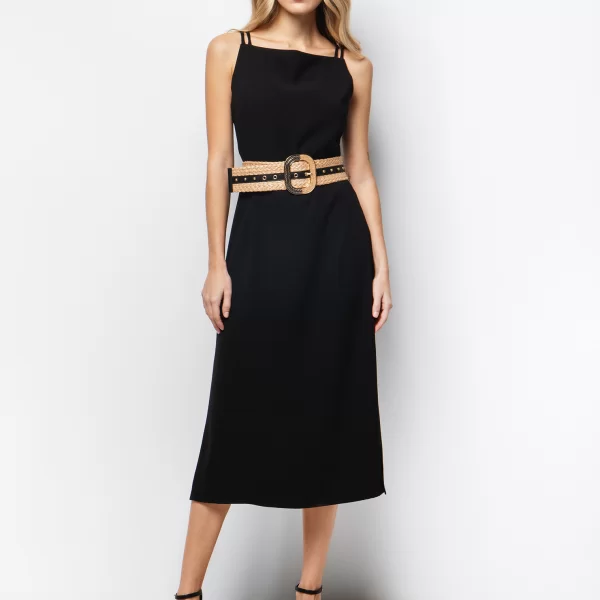 Αμάνικο μίντι φόρεμα - ΜΑΥΡΟ