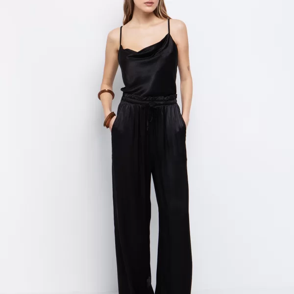 Παντελόνα σε σατινέ όψη - ΜΑΥΡΟ