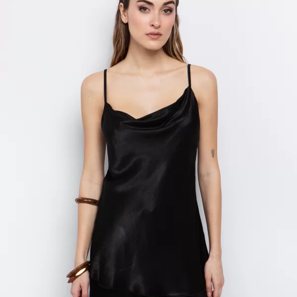 Ντραπέ τοπ σατινέ - ΜΑΥΡΟ