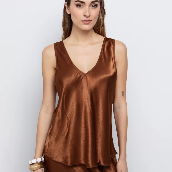 Σατέν μπλούζα με V - ΣΟΚΟΛΑ