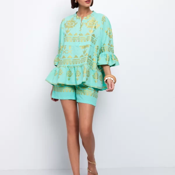 Ριχτή μπλούζα με χρυσό print - ΕΜΠΡΙΜΕ