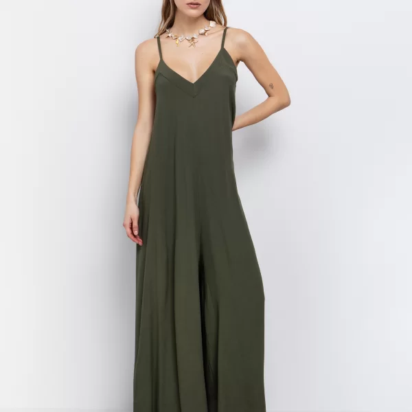 Loose ολόσωμη φόρμα με V - ΧΑΚΙ