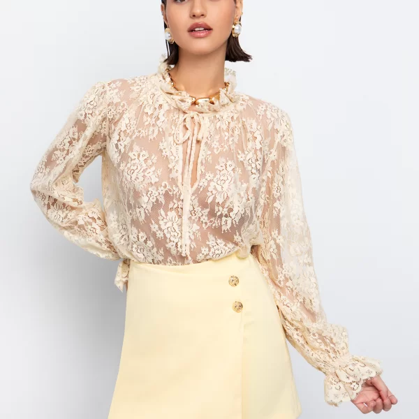 Μπλούζα από δαντέλα με δέσιμο - ΠΑΝΑΚΟΤΑ