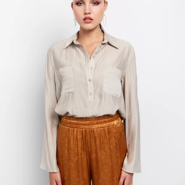 Ριγέ πουκάμισο με τσέπες - ΜΠΕΖ