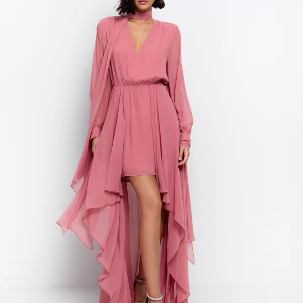 Aσύμμετρο maxi φόρεμα με κορδέλα - ΣΑΠΙΟ ΜΗΛΟ