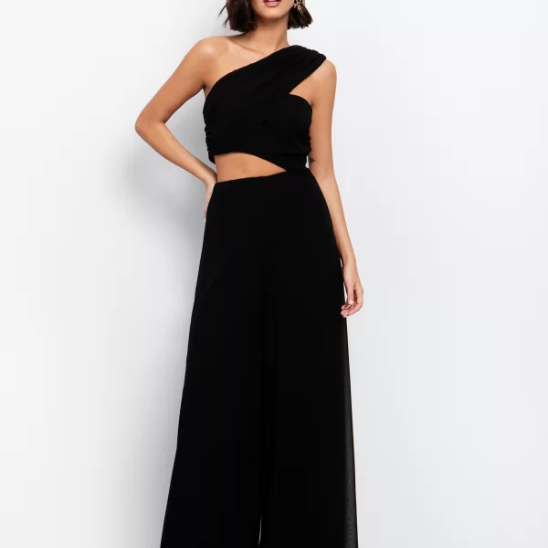 Full length ολόσωμη φόρμα με cut out - ΜΑΥΡΟ