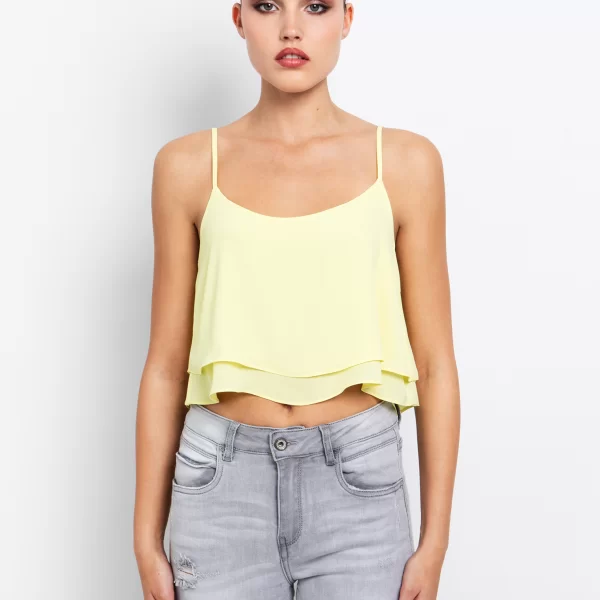 Cropped τοπ με βολάν - ΚΙΤΡΙΝΟ
