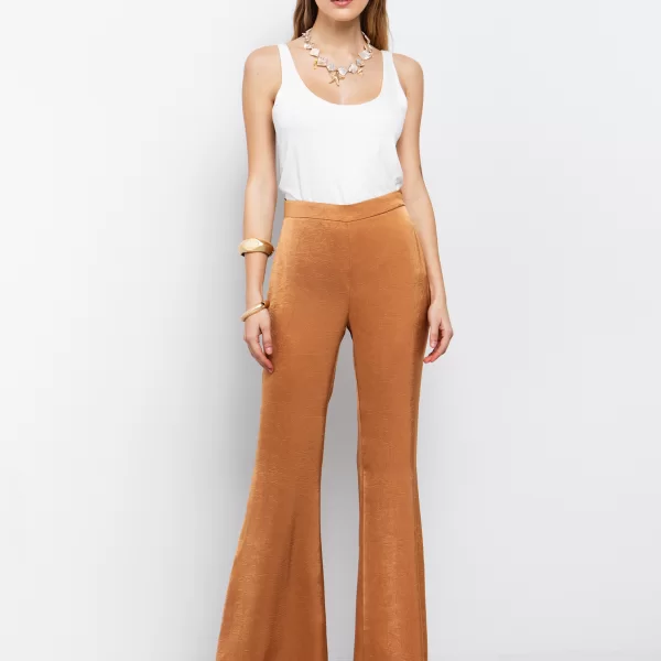 Flare παντελόνι σατινέ - ΚΑΡΑΜΕΛΑ